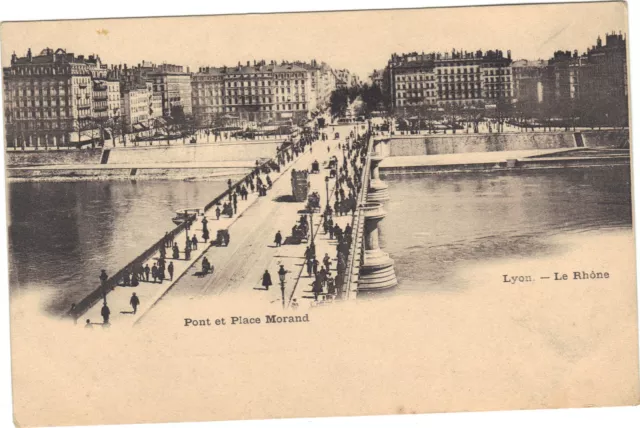 69 - cpa - LYON - Pont et place Morand