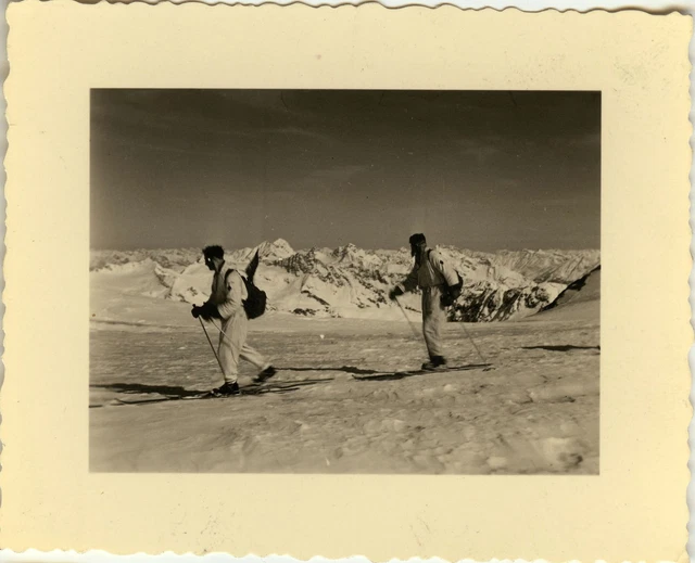 Photo Ancienne - Vintage Snapshot - Militaire Chasseur Alpin Montagne Ski 8