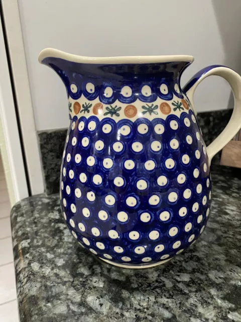 Boleslawiec Polish Pottery Pitcher 7.25” Tall Vintage