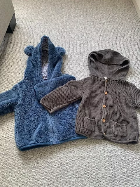 Baby Boy Next Winter Teddy Bear Coat Thick Knit Cardigan 6-9 Months 2 Items