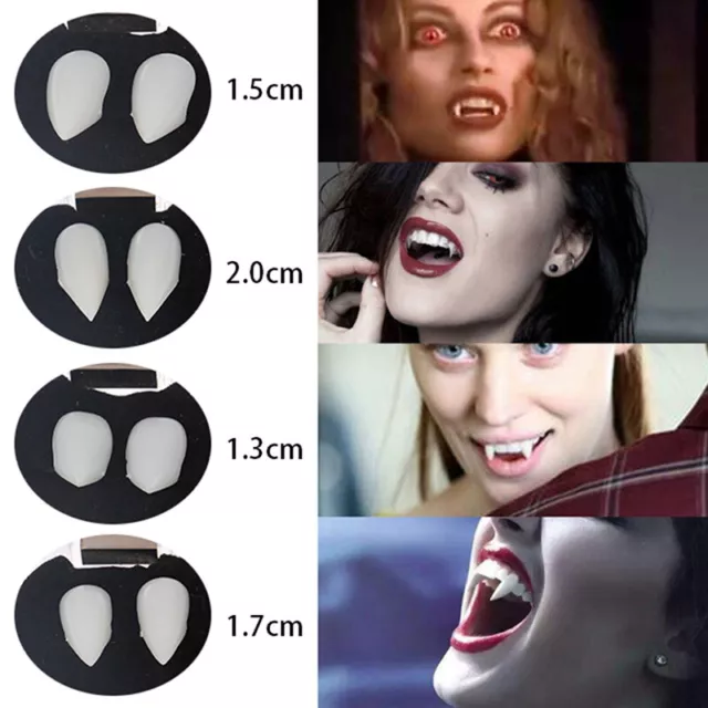 1 paio di zanne per denti di vampiro oggetti di scena costumi di scena Halloween oggetti di scena falsi TI4H7
