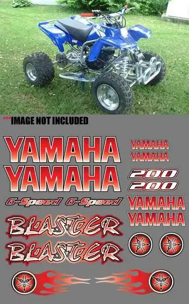 Yamaha BLASTER Full Color RED DIGITAL 16pc Quad ATV Stickers Decals Graphics 200