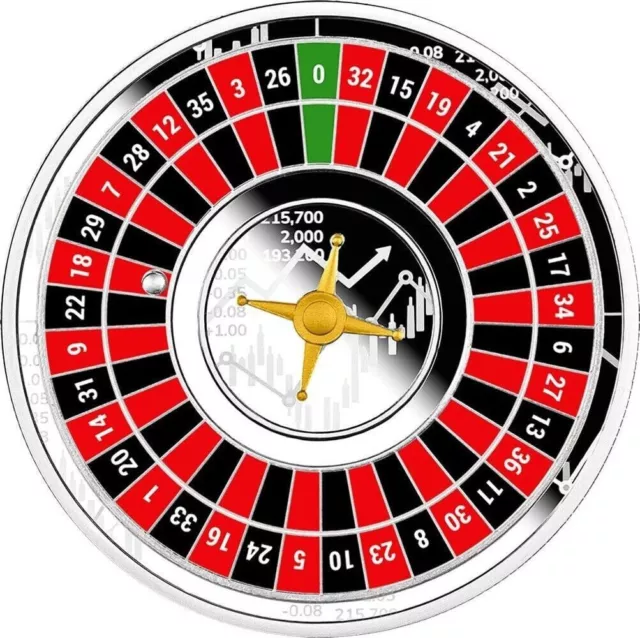 2022 Cameroon Roulette Wheel 1oz Silver Colorized Proof Coin 799 limited mintage