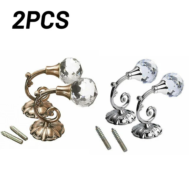 2 Pcs Crystal Curtain Holdbacks Wall Tie/Door Back Hook Hanger Holder Home Use