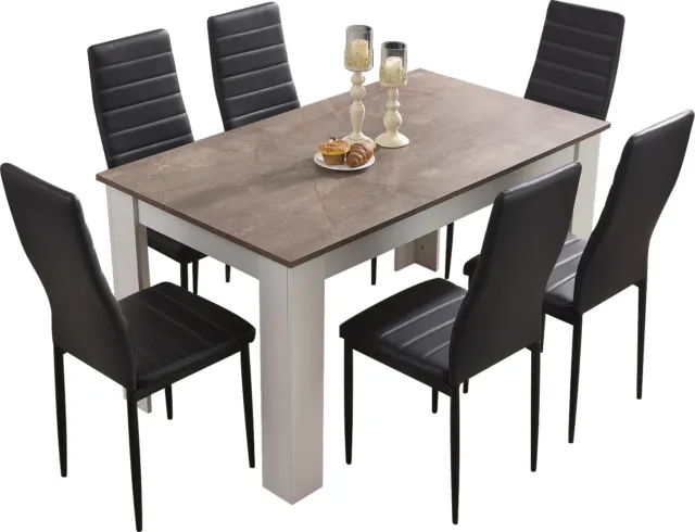 Dining Table and Chairs 4/6 Set Pu Leather Seat Dining Kitchen Room Furniture