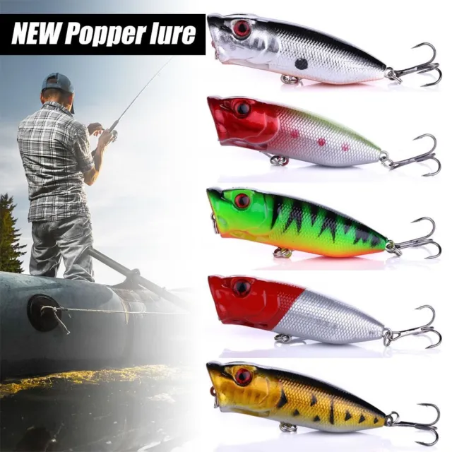 1PC TOP WATER Bass Hard Popper Crankbaits Baits Hook Popper Fishing Lures  Minnow $17.78 - PicClick AU