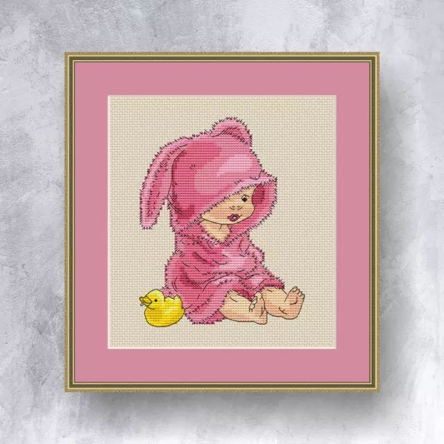 BABY GIRL - Counted cross stitch kit (with DMC threads)