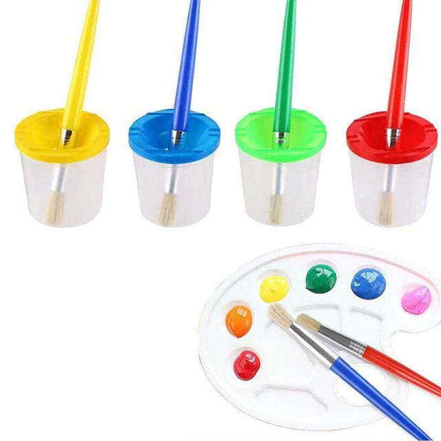 9 piezas Juego de pinzas sin derrame con paleta de pinceles y base de color, tapicería de color Y6O9