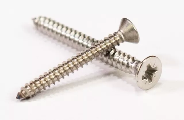 Stainless Steel Countersunk Self Tapping Screws Pozi Drive A4 Marine Grade No.6