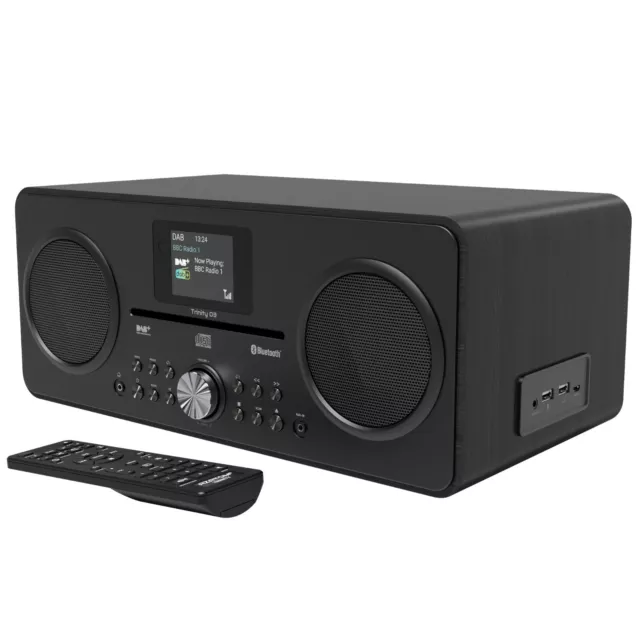 DAB DAB+ Radio CD Alarm Bluetooth FM Lautsprecher Ladegerät AZATOM Trinity vollschwarz