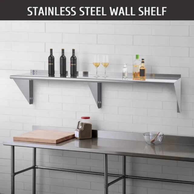 NSF Stainless Steel Commercial Kitchen Wall Shelf Restaurant Shelving 7-Sizes