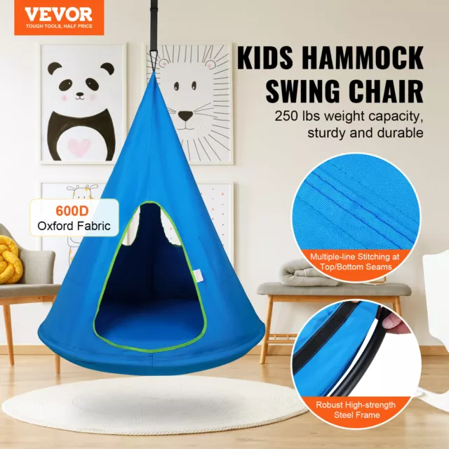 VEVOR Hamaca Nido para Niños Silla Columpio Colgante Interior Exterior, Azul 2