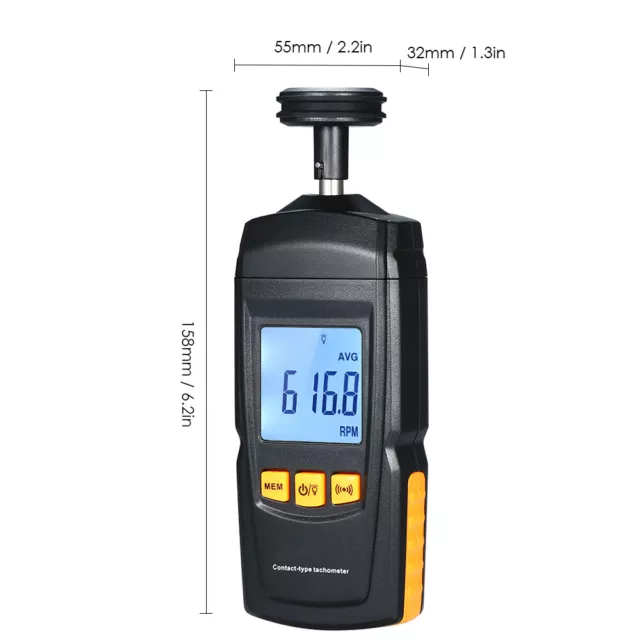 Handheld Digital LCD Contact Tachometer Rotate Speed Meter Tach RPM Speedometer 3