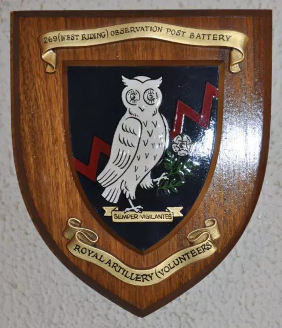 269 (West Riding) OP Battery Royal Artillery regimental mess wall plaque shield