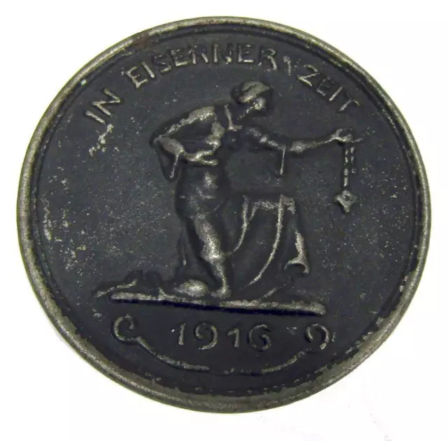 WWI 1916 German War Fund Iron Token Gold Gab Ich Zur Eisen In Eiserner Zeit