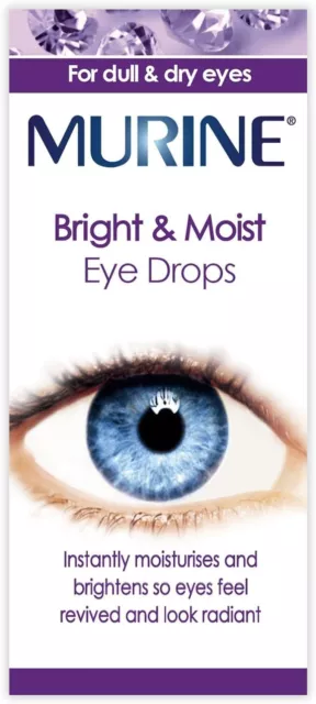 Murine Bright & Moist Eye Drops / Dry & Tired Drops / Dry Eye Relief / Hayfever