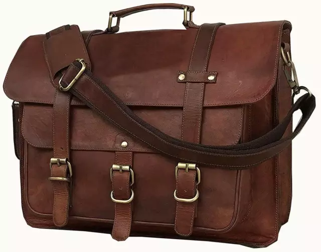 16 " Artigiani Qualità Originale Vintage Borsa di Cuoio Messenger Laptop Nuova