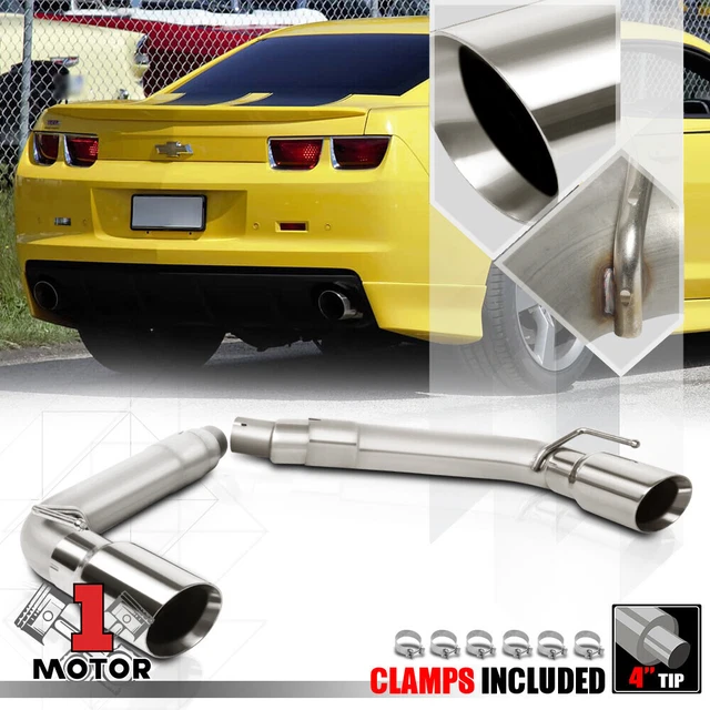 Dual Split 4" Beveled Tip Axle Cat Back Exhaust for 10-15 Chevy Camaro 3.6/7.0