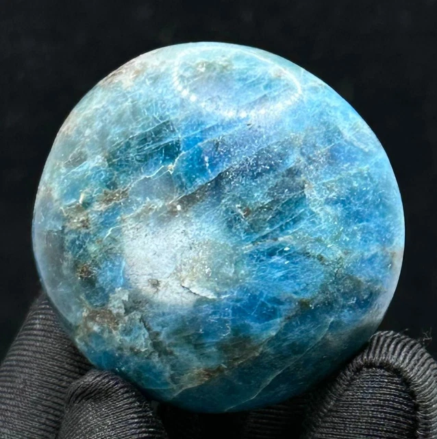 Natural blue apatite sphere palm quartz crystal mineral healing