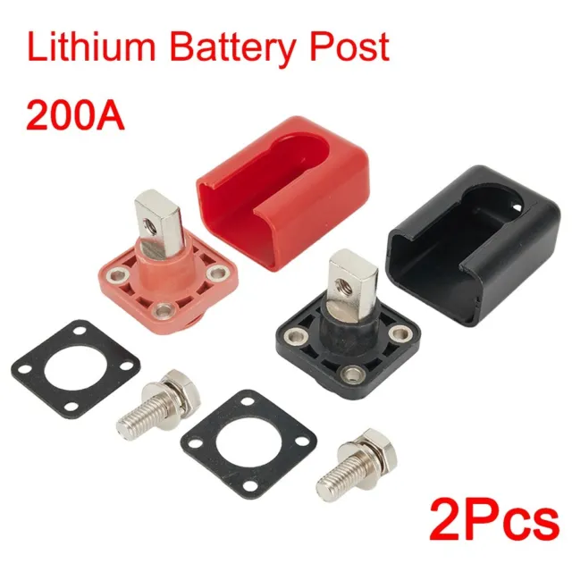 High performance All Copper Lithium Battery Connector (2PCS 200A Red+Black)