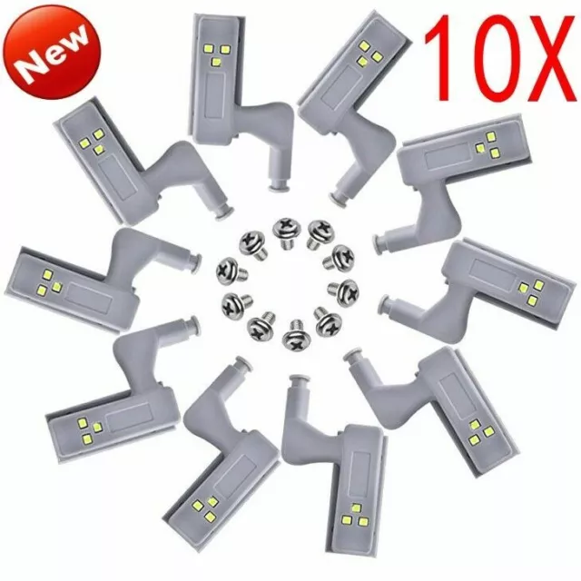 1-10X LED Cabinet Cupboard Closet Wardrobe Hinge Sensor Kitchen Night Light