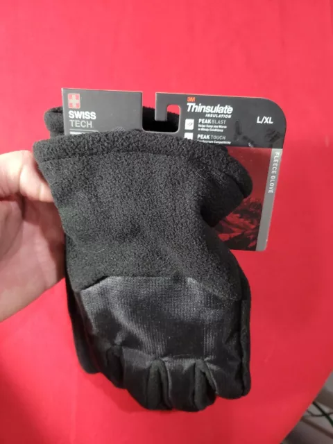 Swiss Tech Men's 3M Thinsulate Fleece Gloves Touchscreen Compatible  L/XL. B1