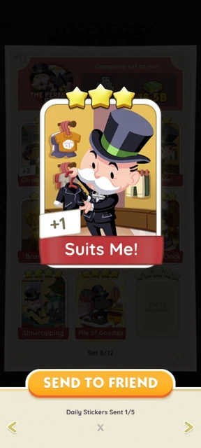 Monopoly Go - Suits Me  3⭐️ Sticker Card - Fast Delivery set 8