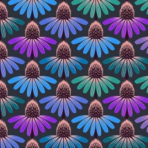Hindsight Echinacea Glow in Amethyst by Anna Maria Horner , cotton fabric