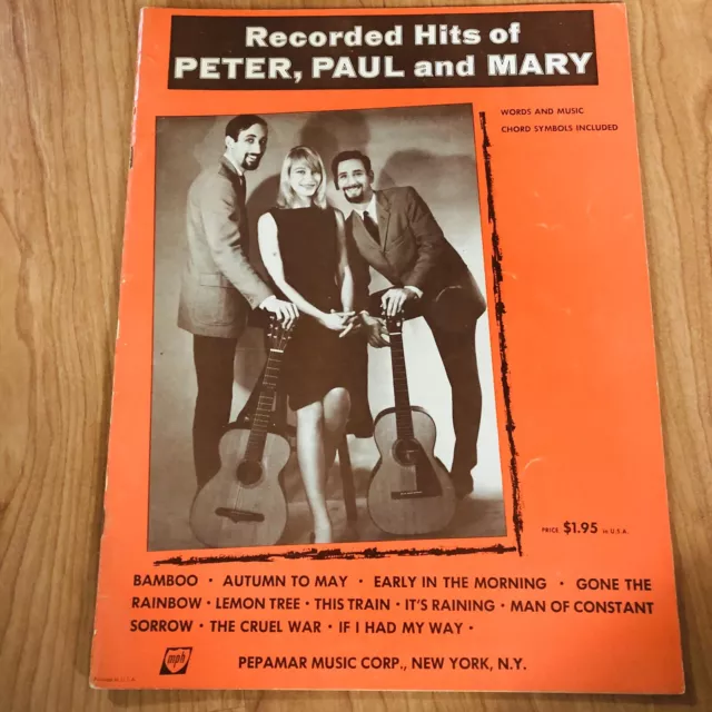 1962 Peter Paul and MARY SONGBOOK "RECORDED HITS"