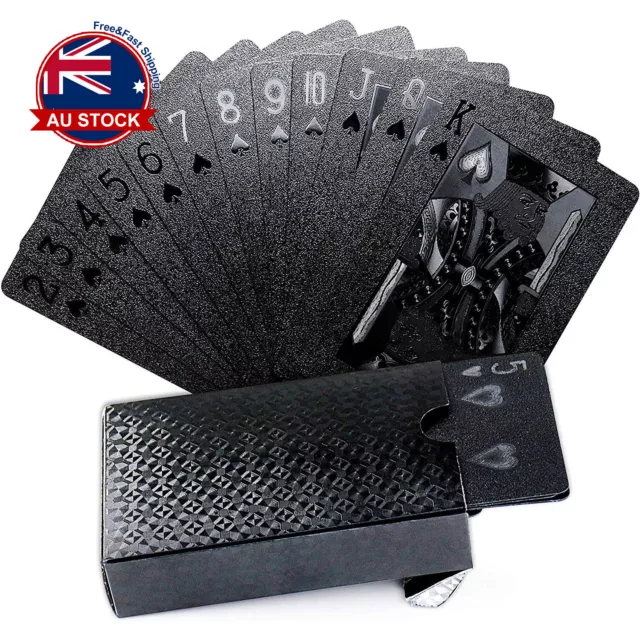 Waterproof Plastic Black Matte Poker Foil Plated PET Playing Cards Table Game L