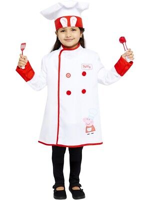 Childs Peppa Pig Chefs Whites Set Fancy Dress Cooking Baking Costume Kit Kids