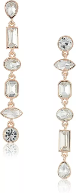 Guess Mismatched Ears Women's Linear Post Drop Earrings, Rose Gold, One Size