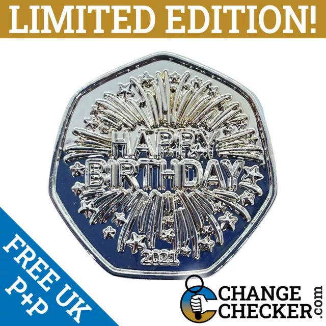 Happy Birthday Starburst 50p Shaped Novelty Coin Limited Edition of 1,000 TGBCH