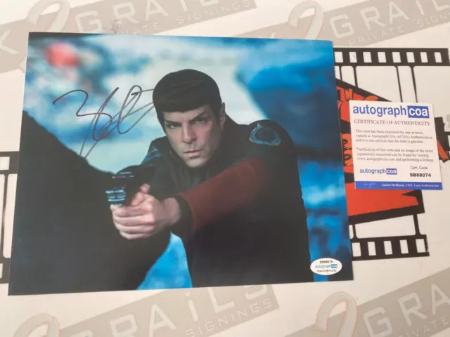 ZACHARY QUINTO signed STAR TREK 8x10 Spock ACOA