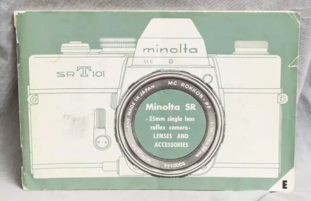 Vintage Minolta SRT-101 Producto Instrucciones Guía Folleto Manual g10