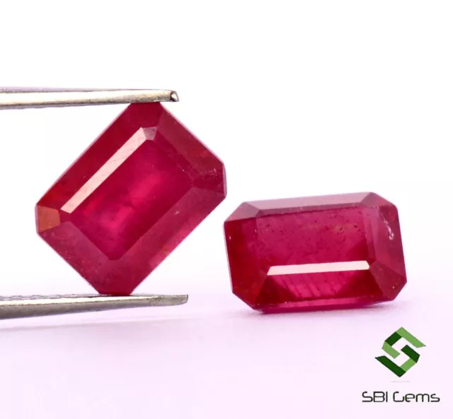 4.23 Cts Natural Ruby Octagon Cut Pair 8x6 mm Reddish Shade Loose Gemstones GF 2