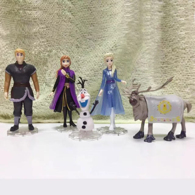 5 Pcs Frozen Elsa Anna Olaf Sven Dol Loose Figurine Figure Cake Topper Toy Set