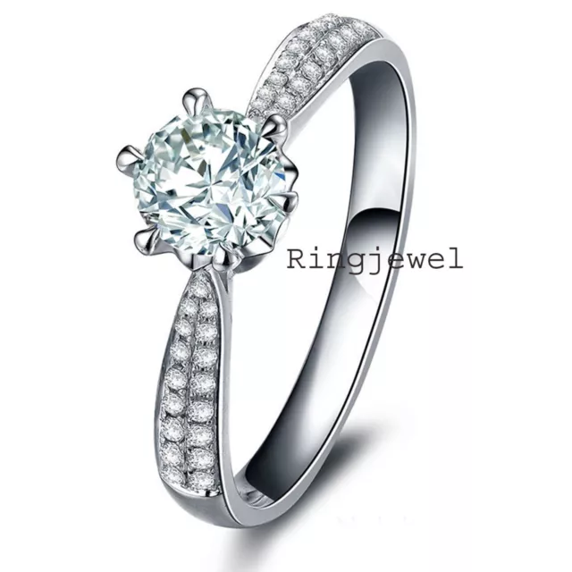 3.56 Ct Vvs1 : Ice White Round Moissanite Diamond Engagement Ring 925 Silver