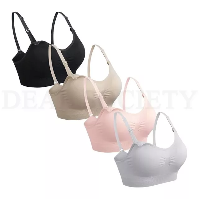 4 Pack Medium Push Up Silk Seamless Nursing Bra for Breastfeeding and Maternity