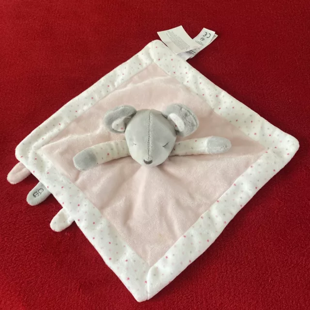🇫🇷 Doudou plat Souris yeux fermés grise rose blanc pois OBAIBI 100 % NEUF