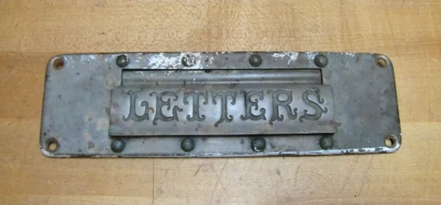 LETTERS Antique Brass Mail Slot READING HARDWARE Co Ornate Lettering RHCo