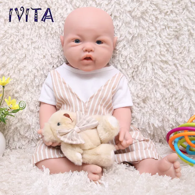 17'' Full Silicone Reborn Baby Boy Floppy Vivid Newborn Blue Eyes Silicone Doll 3