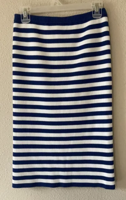 Michael Kors skirt sz S women's pencil blue white striped knit skirt stretchy