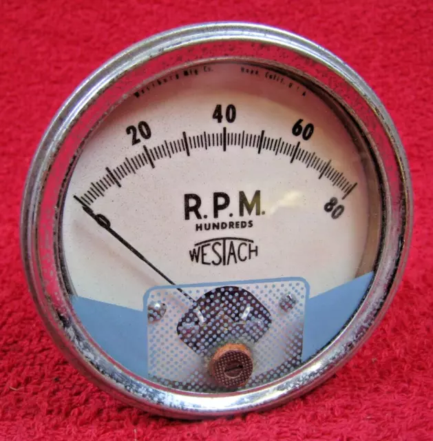 Vintage WESTACH 8K Tachometer Accessory Gauge 8,000 RPM UNTESTED Napa California