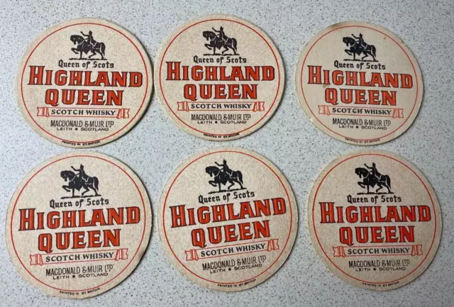Vintage Highland Queen Scotch Whisky Queen of Scots Coasters Lot of 6