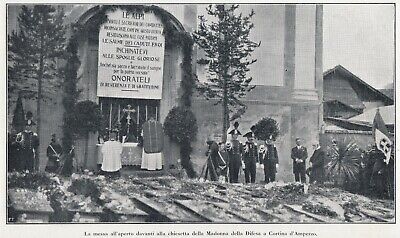 Messa davanti chiesetta Madonna Difesa 1924 print G8162 Cortina d'Ampezzo 