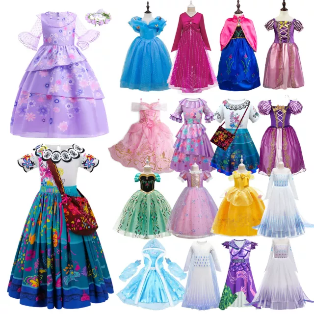 Girls Kids Princess Dress Cinderella Rapunzel Elsa Party Cosplay Birthday Outfit