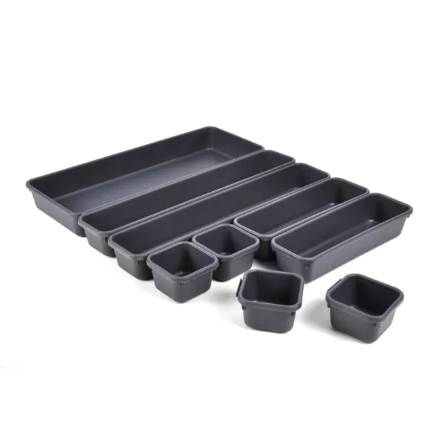 9er Set Gavetas Organizador Gris Cajón Inserción Almacenamiento Caja Cocina