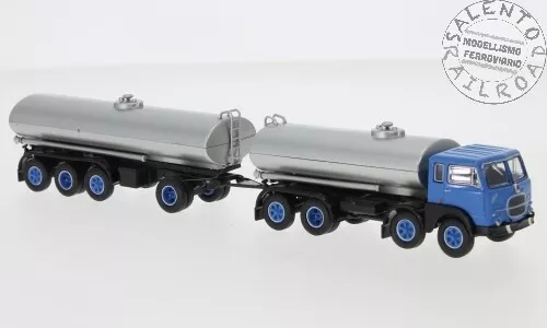 BREKINA 58451 camion Fiat 690 Millepiedi blu con cisterna grigia in scala 1:87