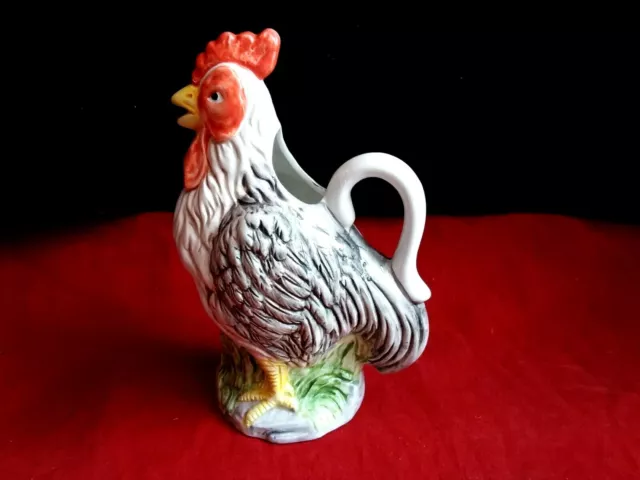 Vintage Ceramic Rooster Pitcher Jug Handpainted Home Decoration